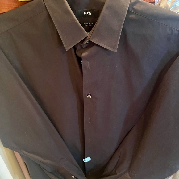 Boss dress shirt black size 15 1/2 32-33. Beautiful & stylish. Dry cleaned! - Picture 4 of 5